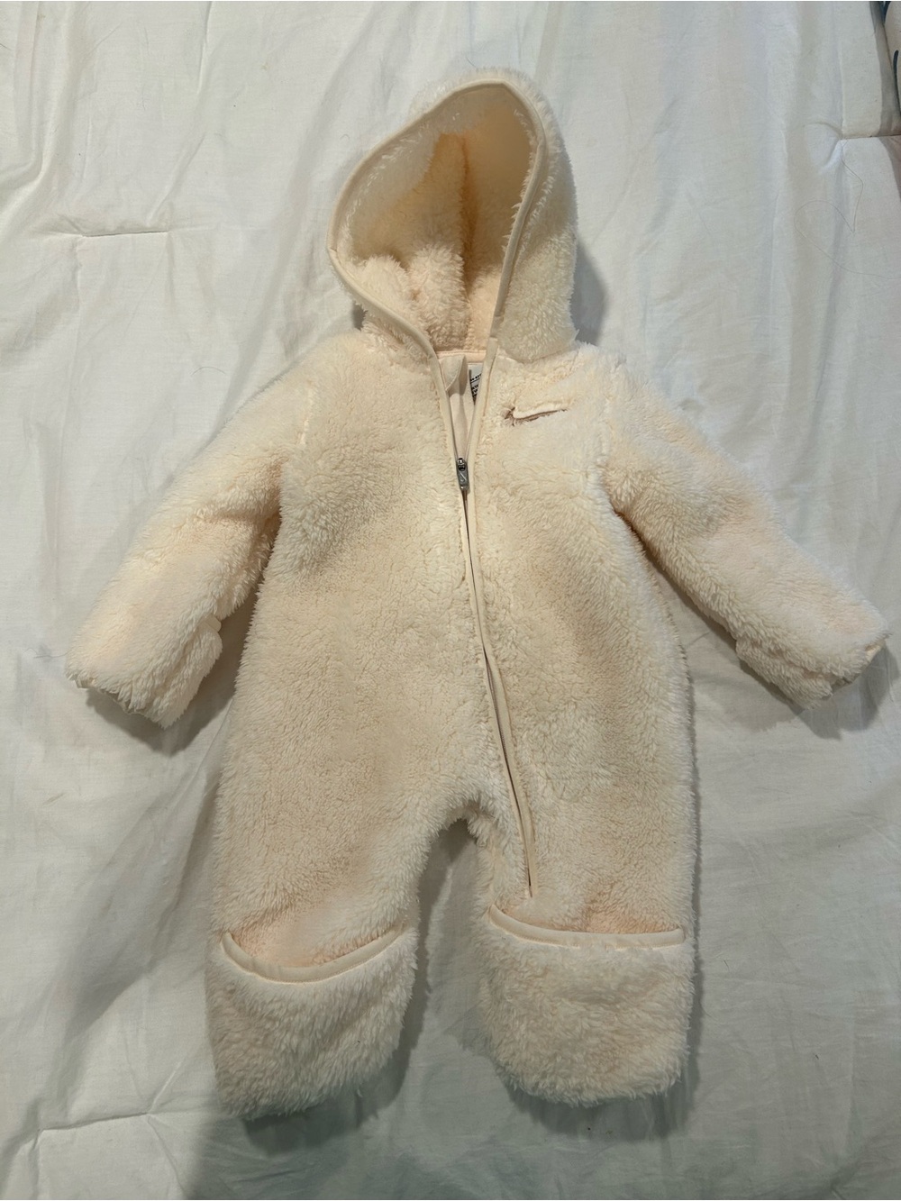 Nike Cream Hooded Sherpa Baby One-Piece Footie